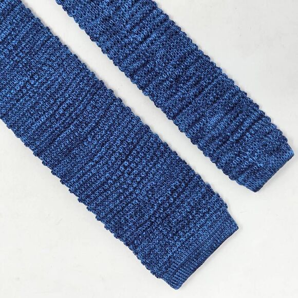 ESQUIRE POLYESTER KNIT SQUARE TIP TIE TEXTURED MARBLED BLUE 2.5" X 56" - Picture 1 of 3